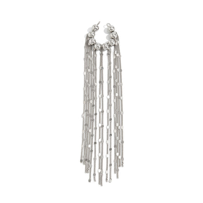 Silvertone Beaded Sequin Tassel Ear Cuff