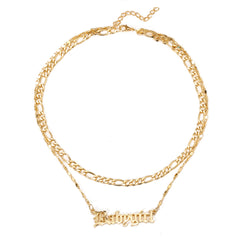 18K Gold-Plated 'Baby Girl' Layered Bar Necklace