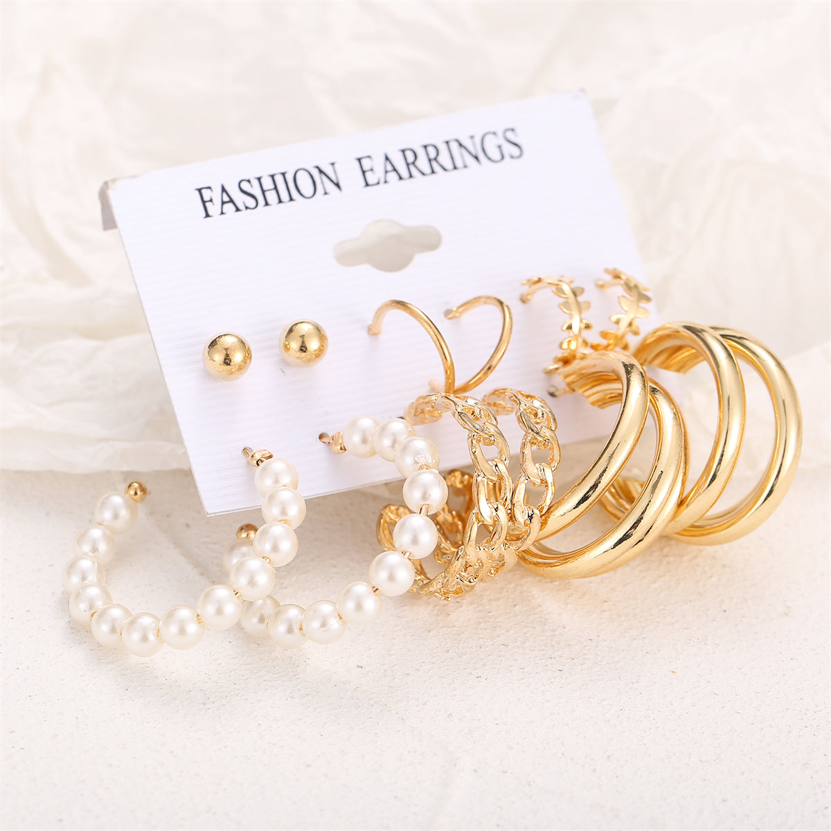 Pearl and 18K Gold-Plated Hoop Earring Set, gold stud earrings for women, elegant gift for her, lifestyle look