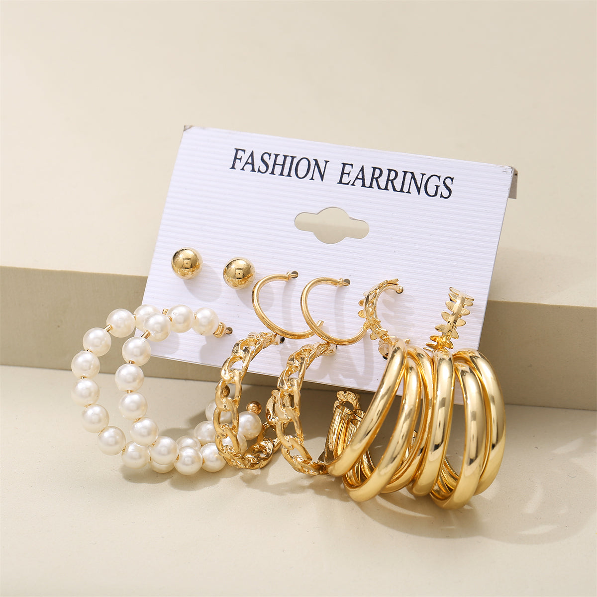Pearl and 18K Gold-Plated Hoop Earring Set, gold stud earrings for women, elegant gift for her, styled look