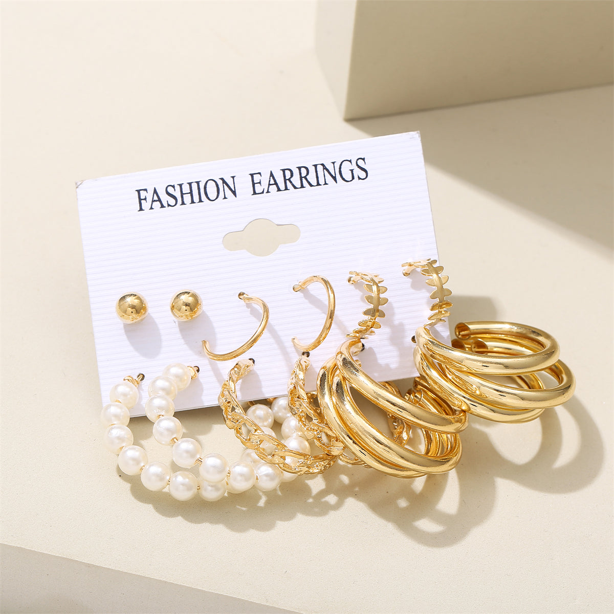 Pearl & 18K Gold-Plated Hoop Earring Set