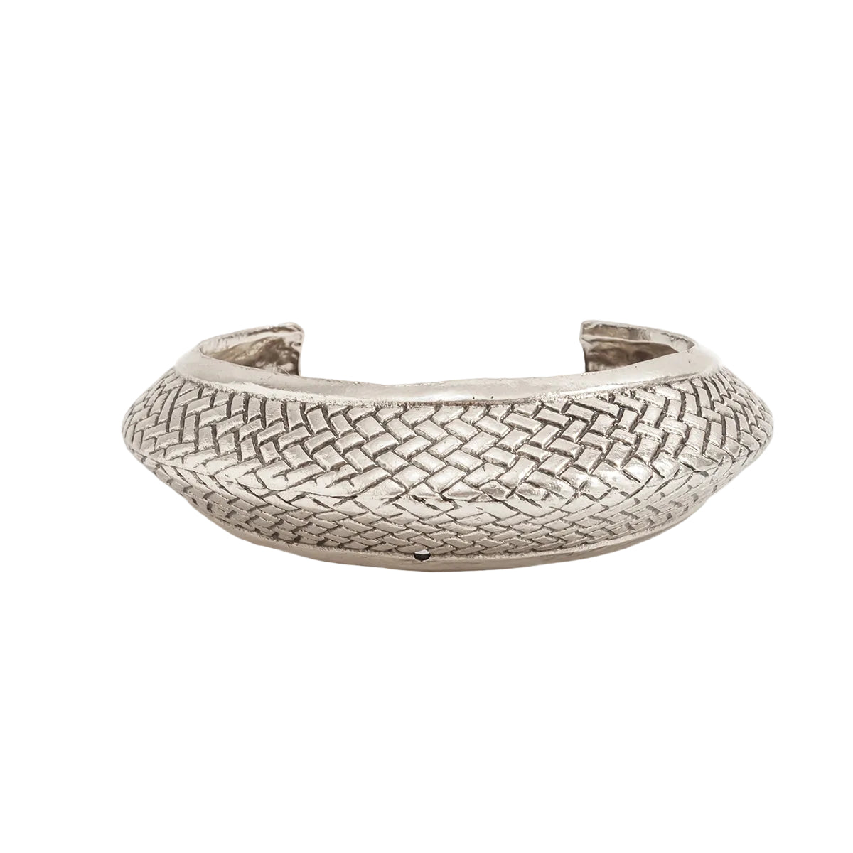Silvertone Textured Snake Cuff, silver bracelet for women, vintage-inspired design, front view