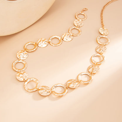 Goldtone Hammered and Textured Circular Charm Waist Chain, elegant gift for her, side view