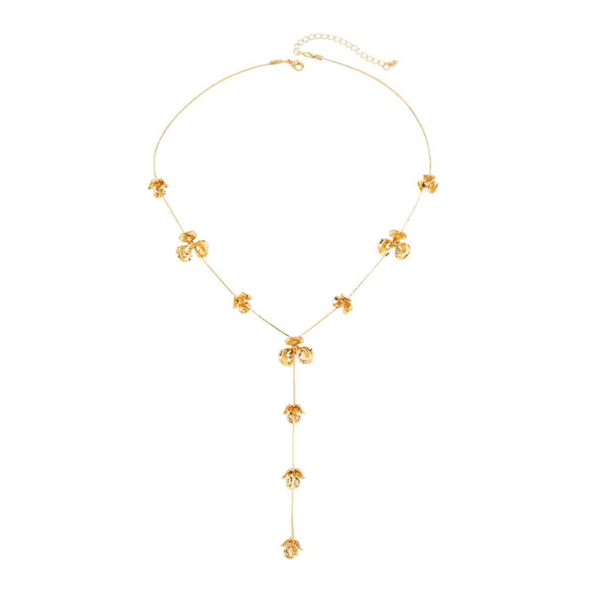Enamel and Goldtone Flower Y-Necklace, vintage-inspired design, front view
