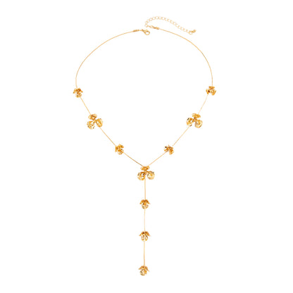 Enamel and Goldtone Flower Y-Necklace, vintage-inspired design, front view