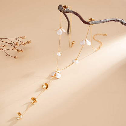 Enamel and Goldtone Flower Y-Necklace, vintage-inspired design, side view