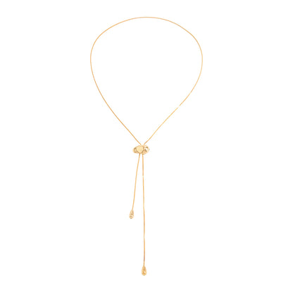 Goldtone Drop Tassel Lariat Necklace, vintage-inspired design, front view