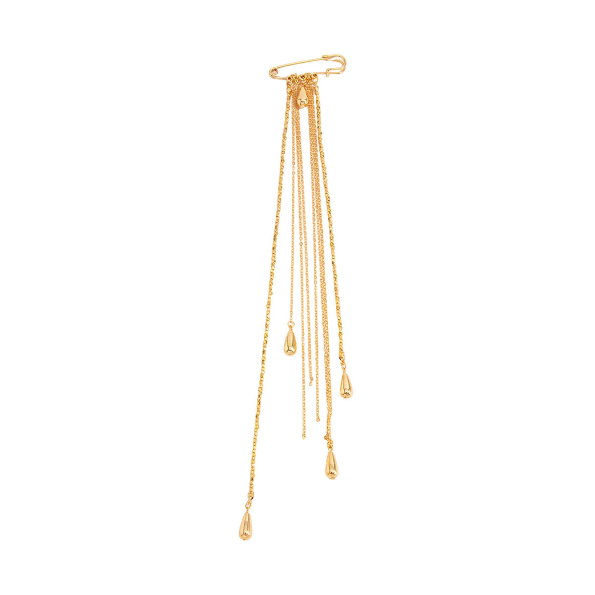 Goldtone Drop Tassel Pin Brooch, everyday style, front view