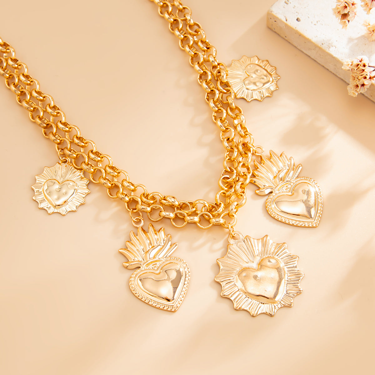 Goldtone Crown Heart Charm Layered Anklet, gold anklet bracelet, everyday style, lifestyle look