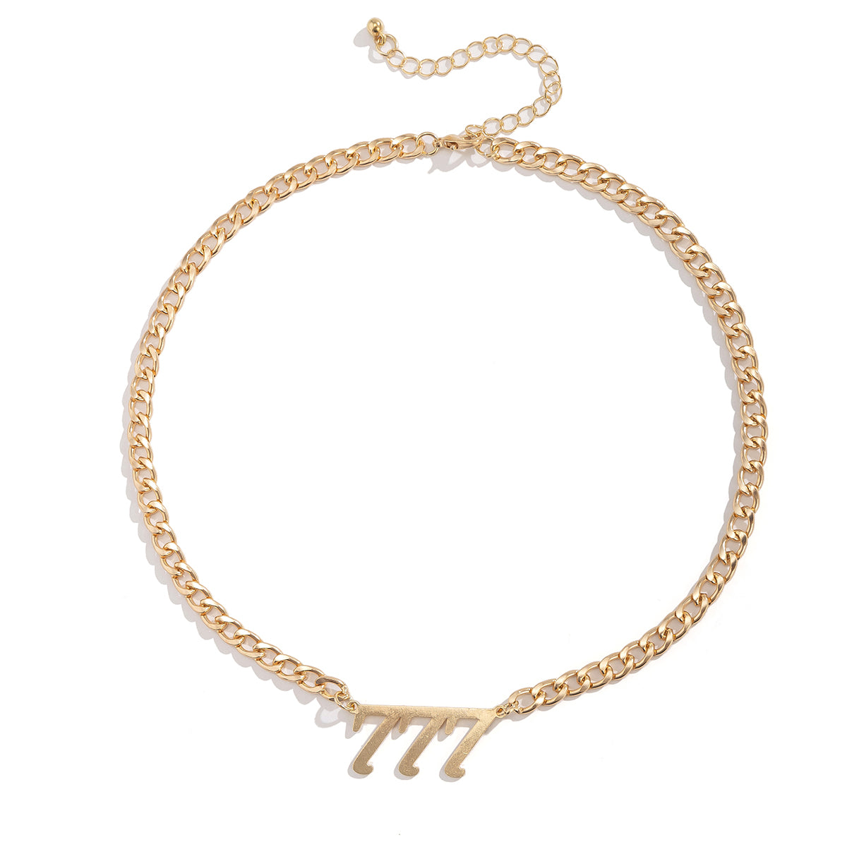 18K Gold-Plated '777' Curb Chain Pendant Necklace