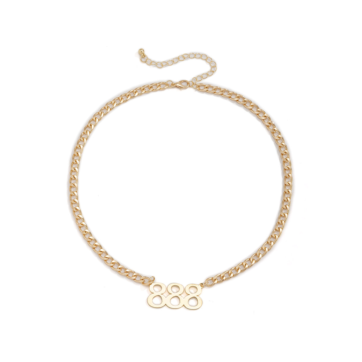 18K Gold-Plated '888' Curb Chain Pendant Necklace