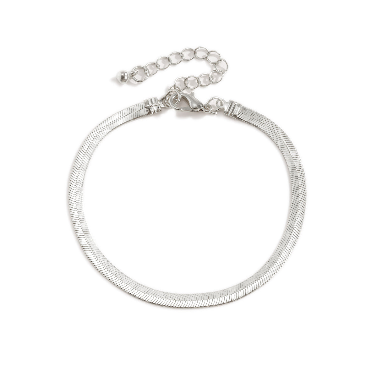 Silver-Plated Herringbone Chain Bracelet, silver bracelet for women, elegant gift for her, styled look