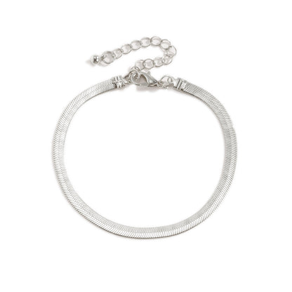 Silver-Plated Herringbone Chain Bracelet, silver bracelet for women, elegant gift for her, styled look
