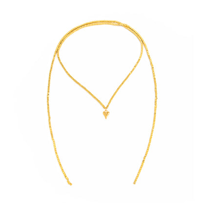 Goldtone Bead Chain Small Heart Pendant Toggle Necklace, everyday style, front view