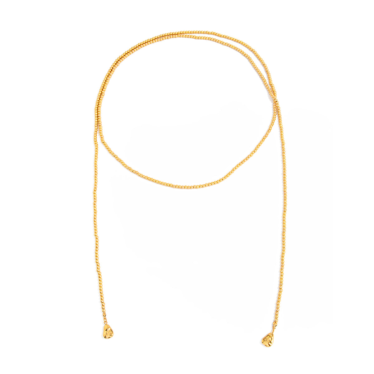 Goldtone Drop Bead Chain Necklace, everyday style, front view