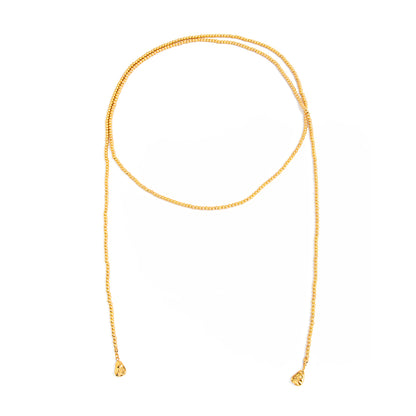 Goldtone Drop Bead Chain Necklace, everyday style, front view