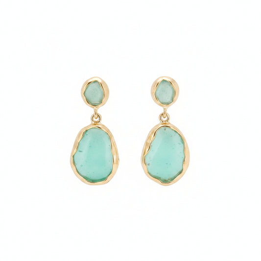 18K Gold-Plated & Green Oil Drip Drop Earring - Street Region