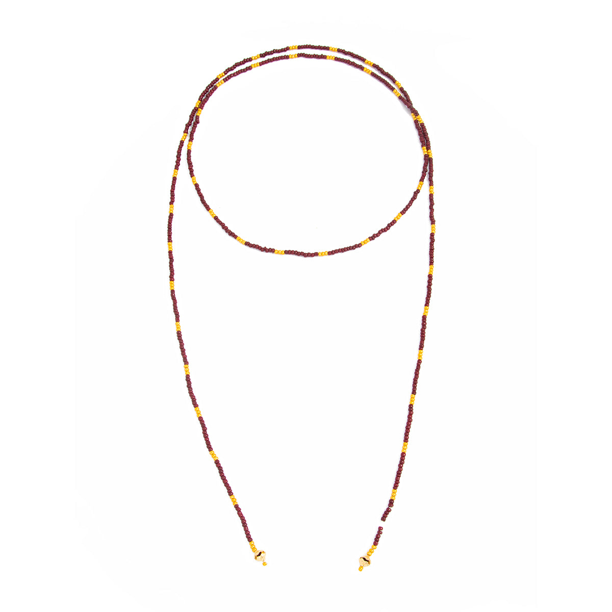 Wine Red Howlite and Goldtone Beaded Chain Necklace, vintage-inspired design, front view