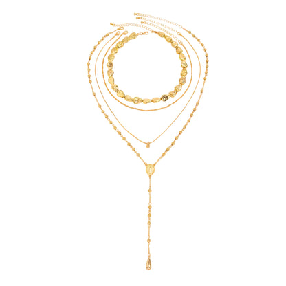 Goldtone Drop Beads Chain Y-Necklace Set