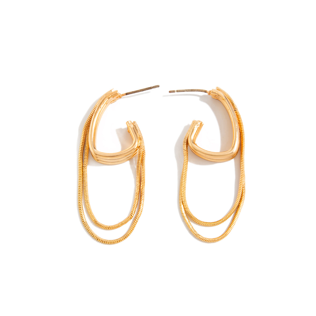 Goldtone Chain Tassel Huggie Earrings