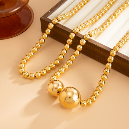 Goldtone Bead Statement Necklace, elegant gift for her, side view