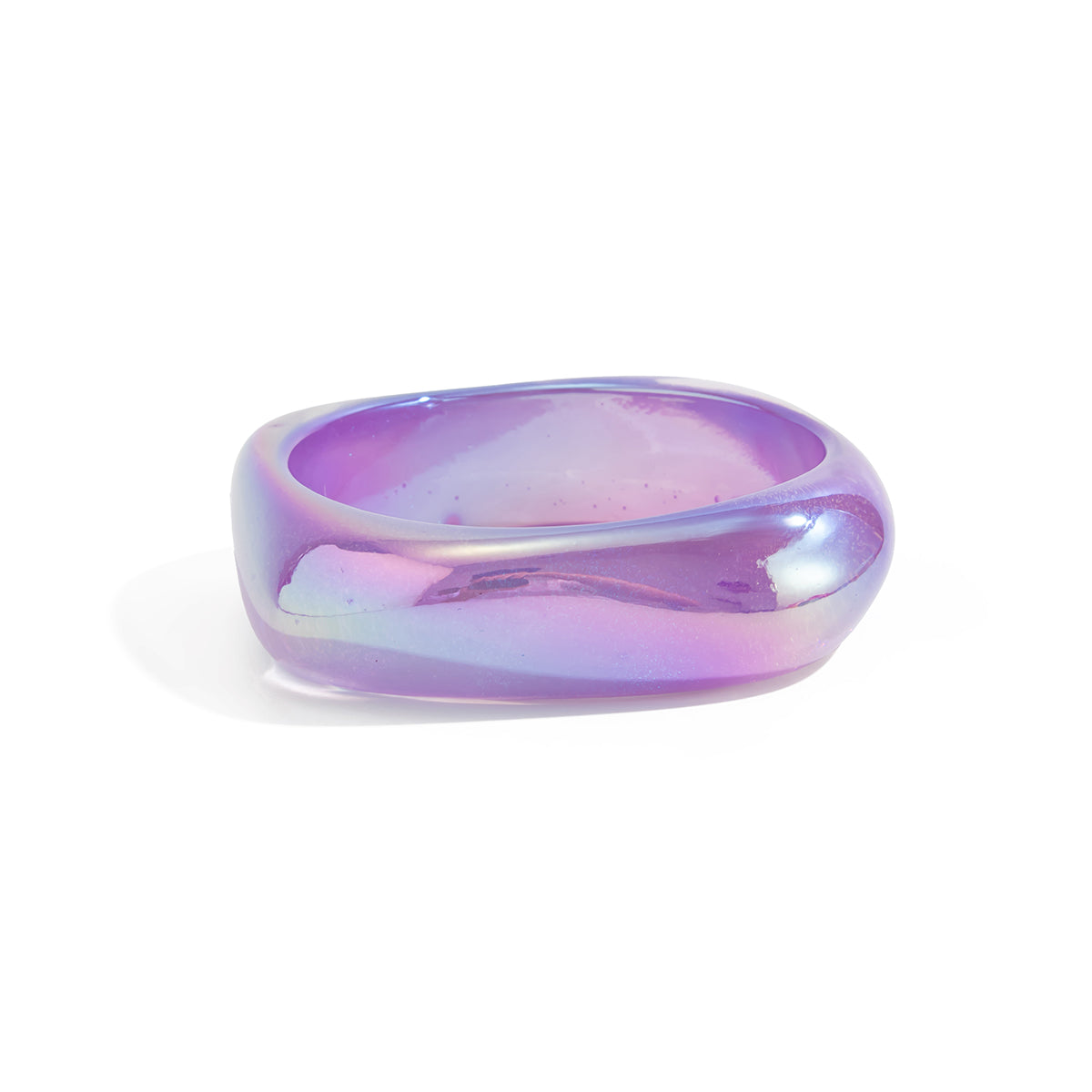 Iridescent and Purple Resin Uneven Bangle, bangle bracelet, vintage-inspired design, front view
