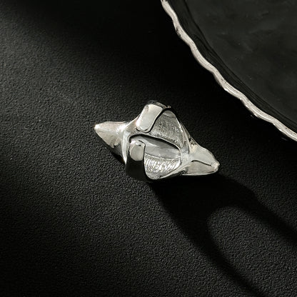 Gray Crystal and Silvertone Marquise Open Ring, elegant gift for her, detail close-up