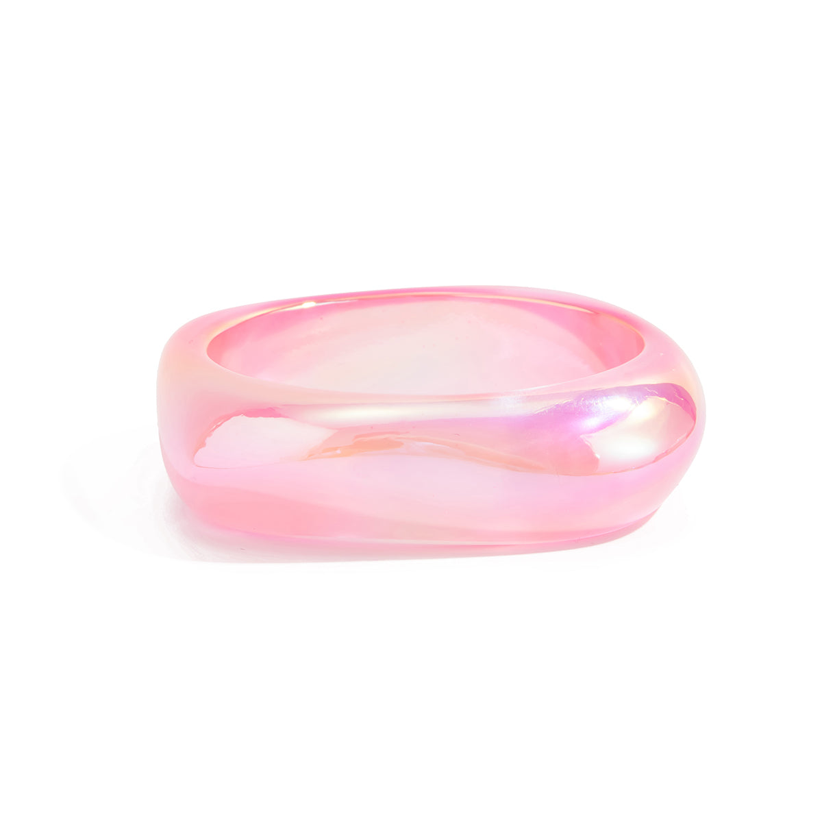 Iridescent and Pink Resin Uneven Bangle, bangle bracelet, elegant gift for her, front view