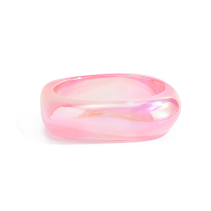 Iridescent and Pink Resin Uneven Bangle, bangle bracelet, elegant gift for her, front view