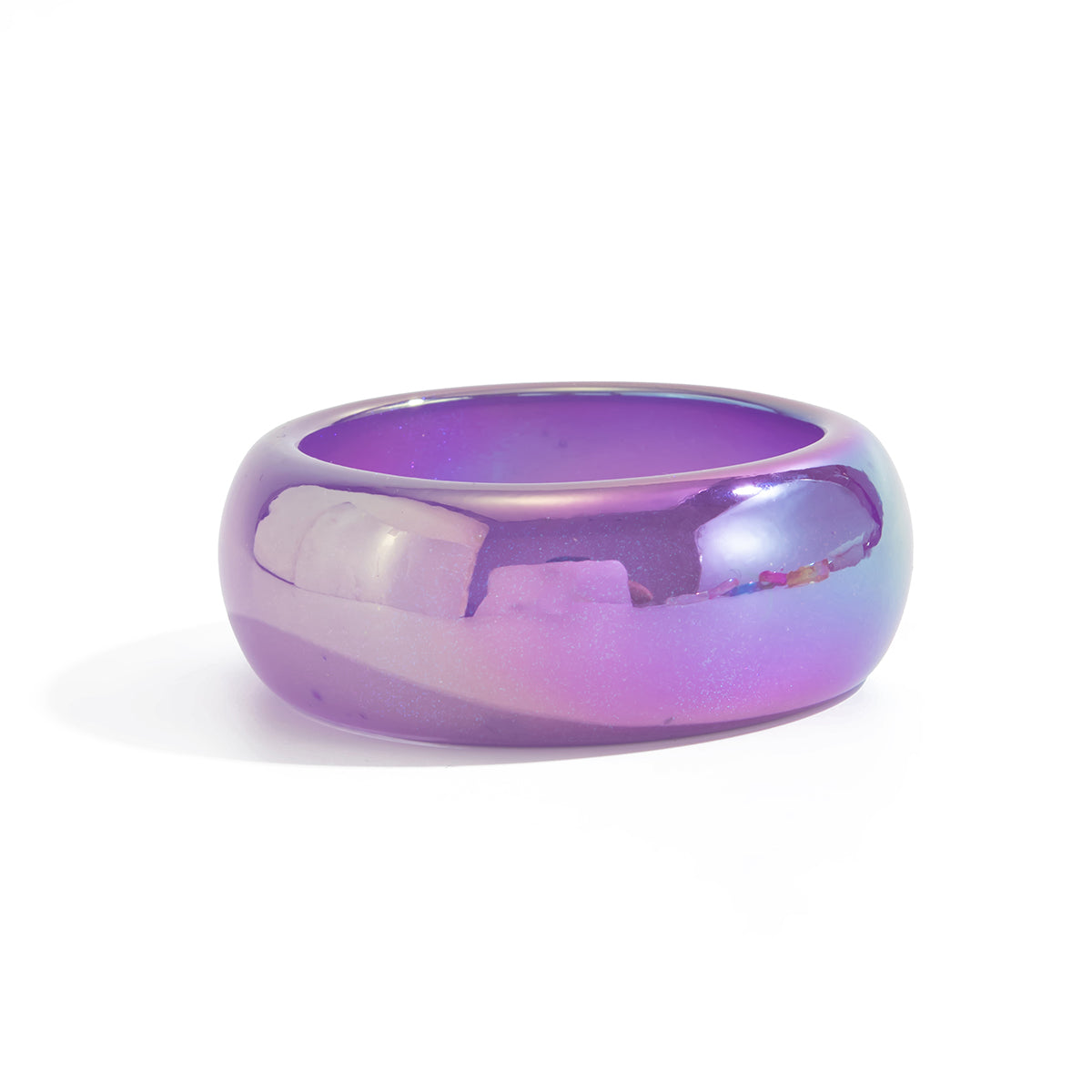 Iridescent and Purple Resin Bangle, bangle bracelet, botanical inspired, front view