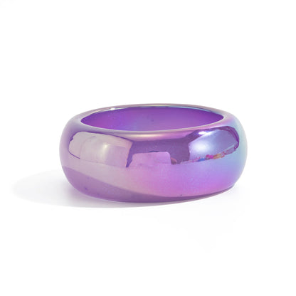 Iridescent and Purple Resin Bangle, bangle bracelet, botanical inspired, front view