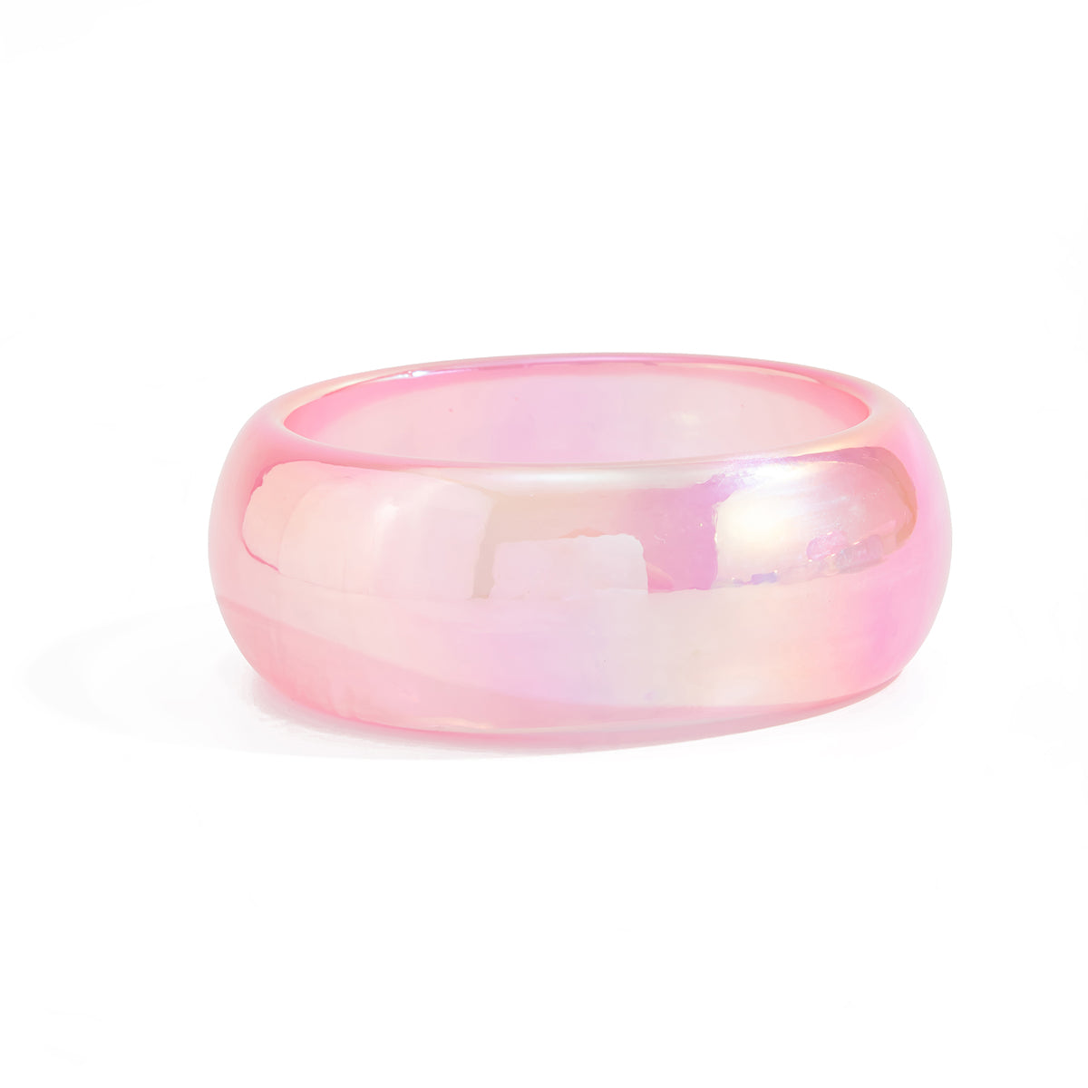 Iridescent and Pink Resin Bangle, bangle bracelet, dainty minimalist design, front view