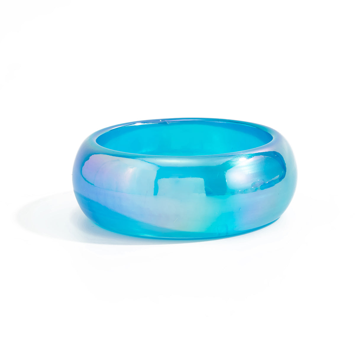 Iridescent and Blue Resin Bangle, bangle bracelet, elegant gift for her, front view