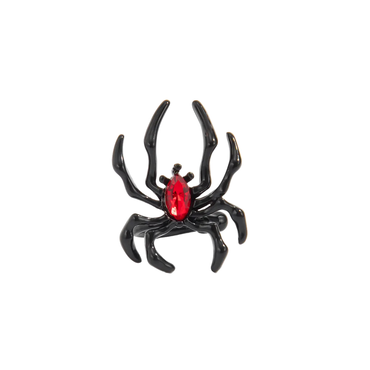 Red Crystal & Blacktone Spider Ear Cuff