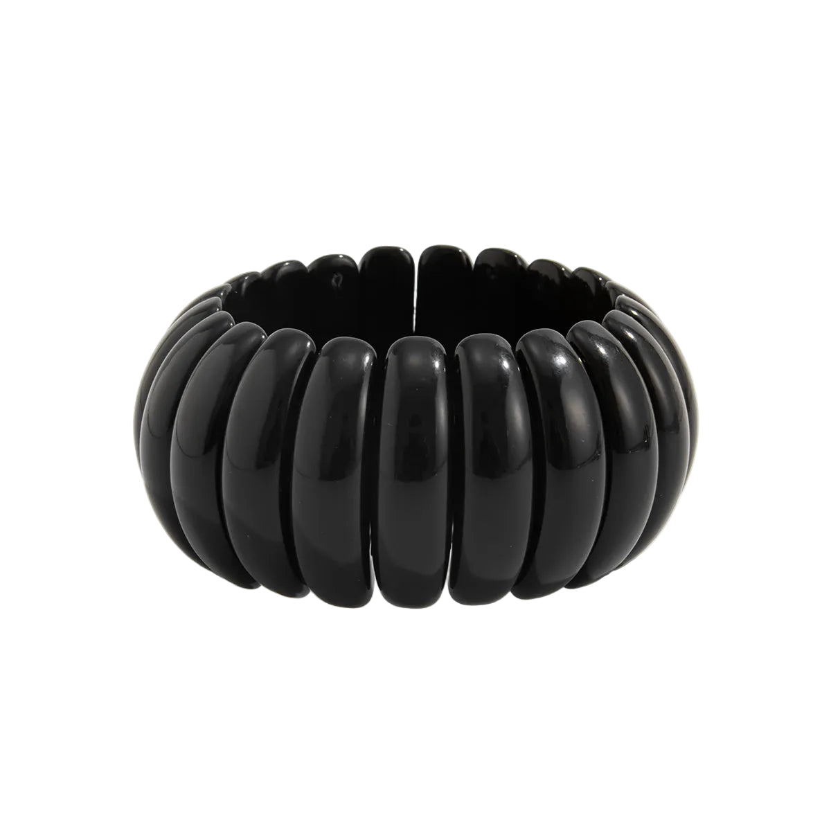 Black Resin Tire Stretch Bracelet, everyday style, front view