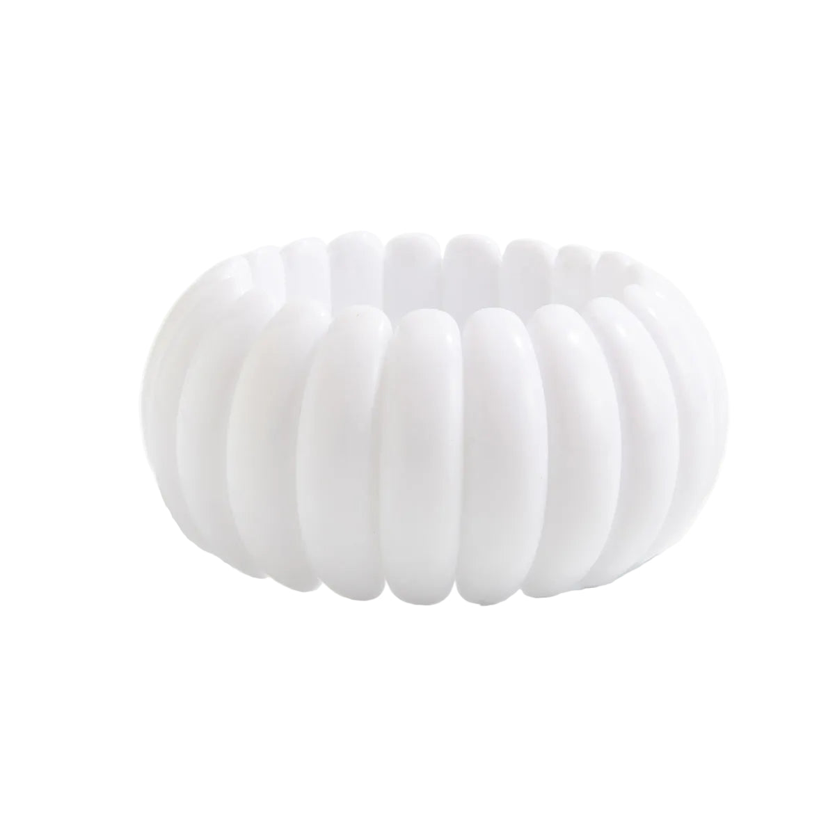 White Resin Tire Stretch Bracelet, botanical inspired, front view