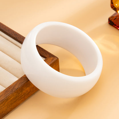 White Resin Bangle, bangle bracelet, dainty minimalist design, side view