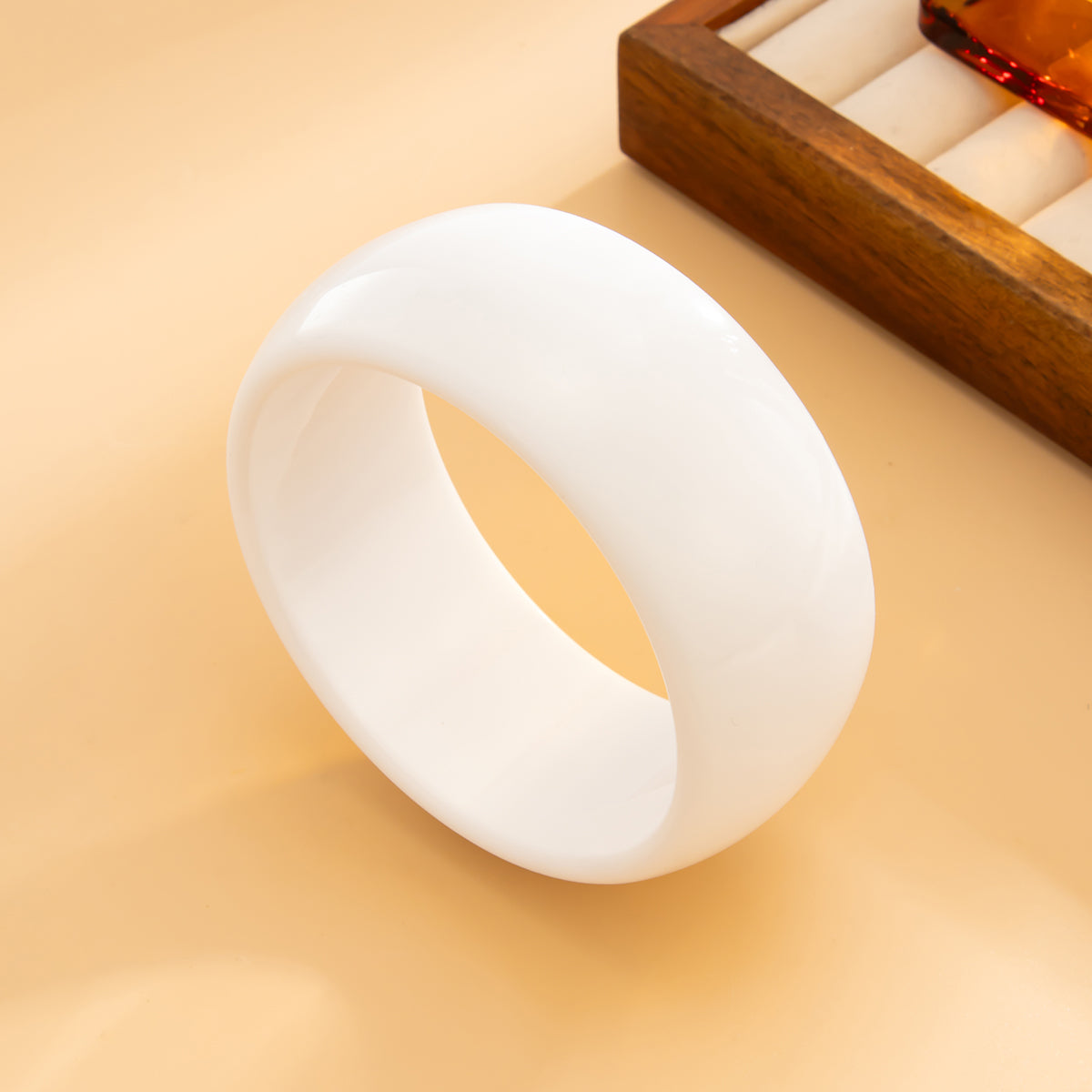 White Resin Bangle, bangle bracelet, dainty minimalist design, detail close-up