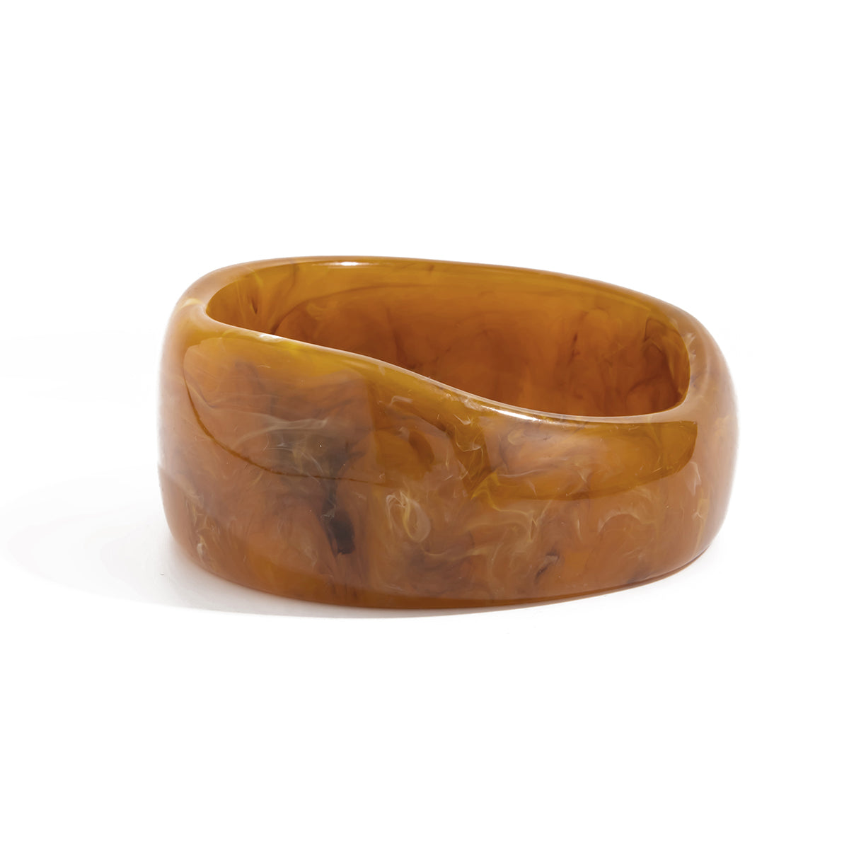 Yellow and Brown Resin Uneven Bangle, bangle bracelet, dainty minimalist design, front view