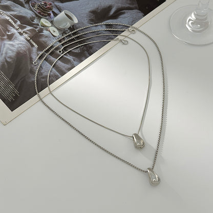 Silvertone Drop Pendant Necklace Set