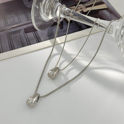 Silvertone Drop Pendant Necklace Set