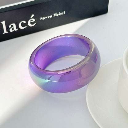 Iridescent and Purple Resin Bangle, bangle bracelet, botanical inspired, side view