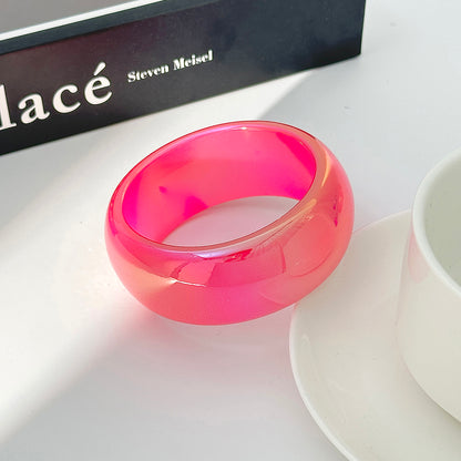Iridescent and Rose Resin Bangle, bangle bracelet, everyday style, side view