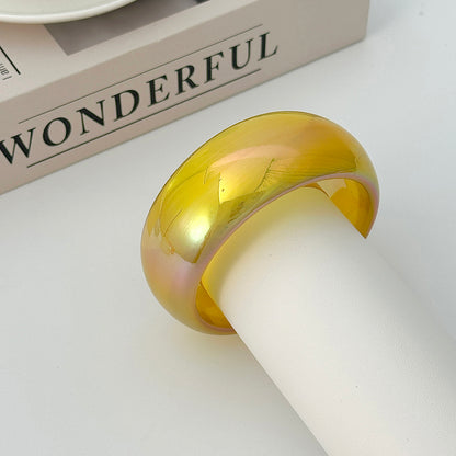Iridescent and Yellow Resin Bangle, bangle bracelet, botanical inspired, detail close-up