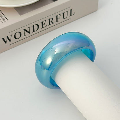 Iridescent and Blue Resin Bangle, bangle bracelet, elegant gift for her, detail close-up