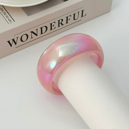 Iridescent and Pink Resin Bangle, bangle bracelet, dainty minimalist design, detail close-up