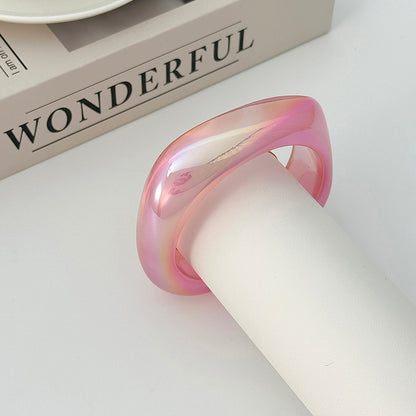 Iridescent and Pink Resin Uneven Bangle, bangle bracelet, elegant gift for her, detail close-up