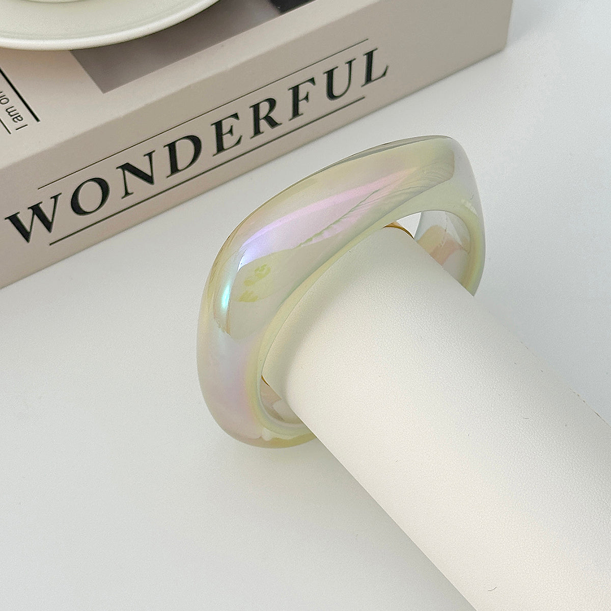 Iridescent Resin Uneven Bangle, bangle bracelet, elegant gift for her, detail close-up