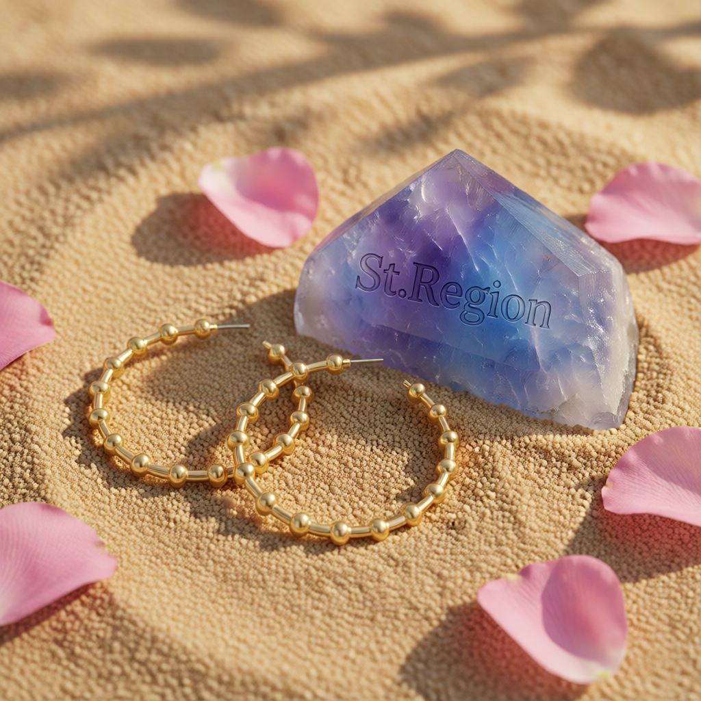 18K Gold-Plated Bead Hoop Earrings
