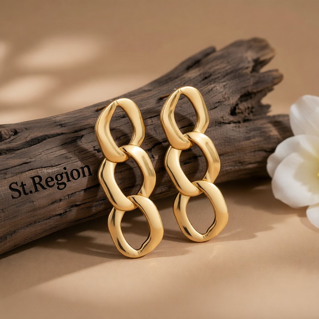 18K Gold-Plated Chain Link Drop Earrings
